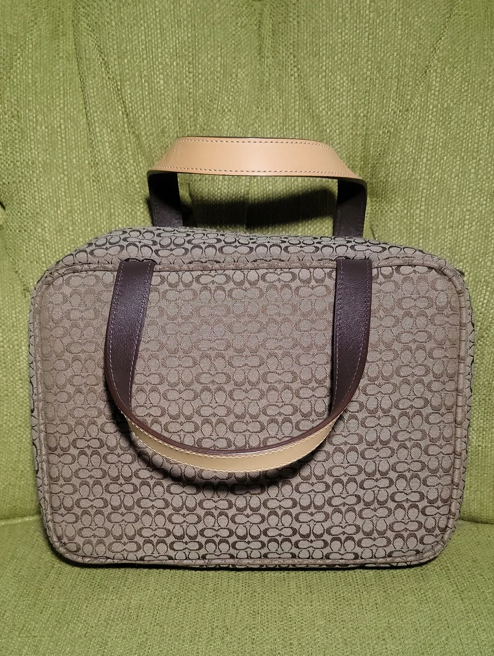Coach Y2K Signature Cosmetic Large Bag Taupe and Tan